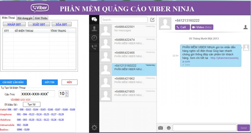 phan mem quang cao viber ninja e1394502625172 1024x546 Phần mềm gửi sms miễn phí, phần mềm gửi sms viber  Viber Ninja
