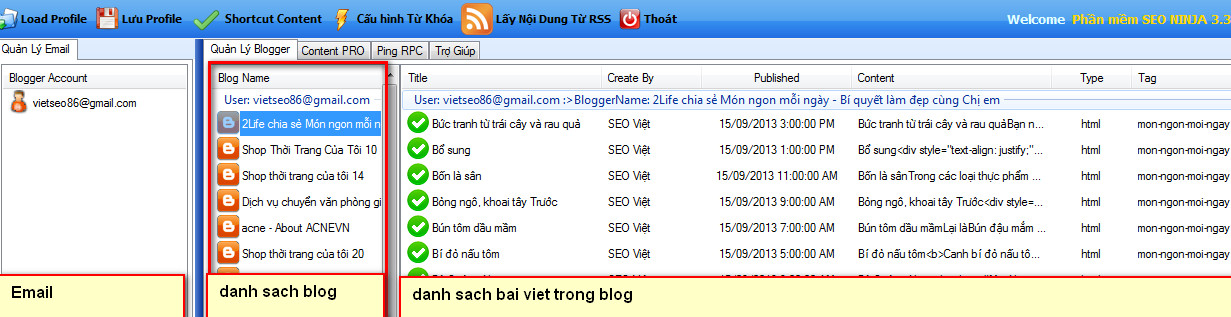 phan mem seo blogspot 4 Phần mềm đăng bài lên Blogspot – Blogger với SEO NINJA