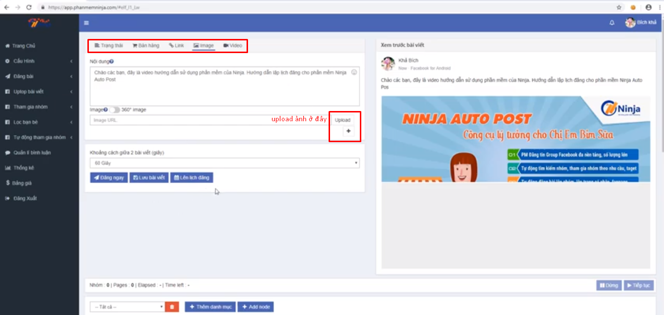 lap lich dang bang ninja auto post Hướng dẫn lập lịch đăng auto post Facebook trên phần mềm Ninja Auto Post