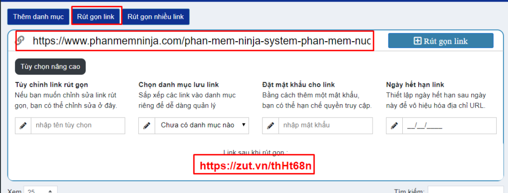 rut gon link 1024x389 Phần mềm Ninja ra mắt web rút gọn link mới MIỄN PHÍ Zut.VN