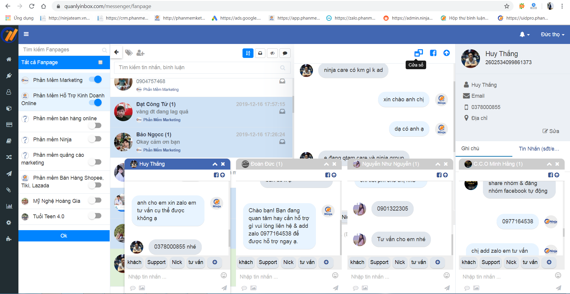 ninja fp 2 Ninja Fanpage – phần mềm quản lý inbox comment, chatbot thông minh hiệu quả