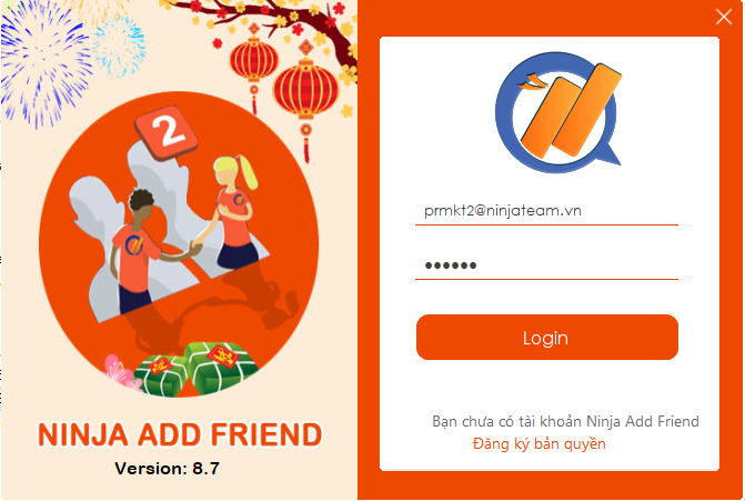 dang nhap tk Hướng dẫn tự động Accept Friend trên phần mềm tự động kết bạn Ninja add friend