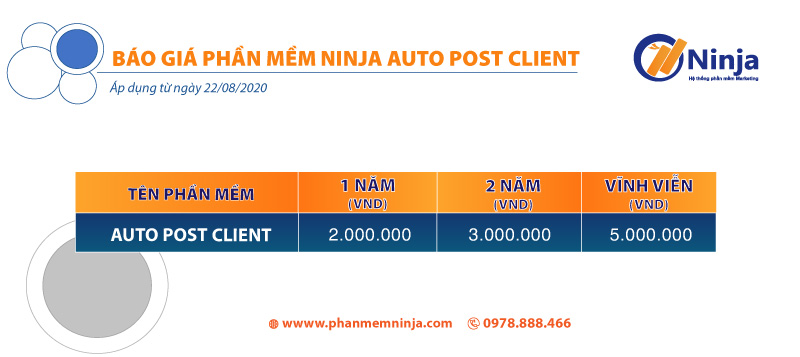 bao gia ninja auto post client Ninja Auto Post   Phần mềm đăng bài Facebook tự động nhanh chóng