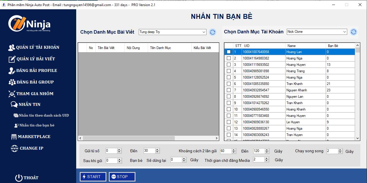 nhan tin ban be Ninja Auto Post Client  Phần mềm đăng bài Facebook tự động nhanh chóng