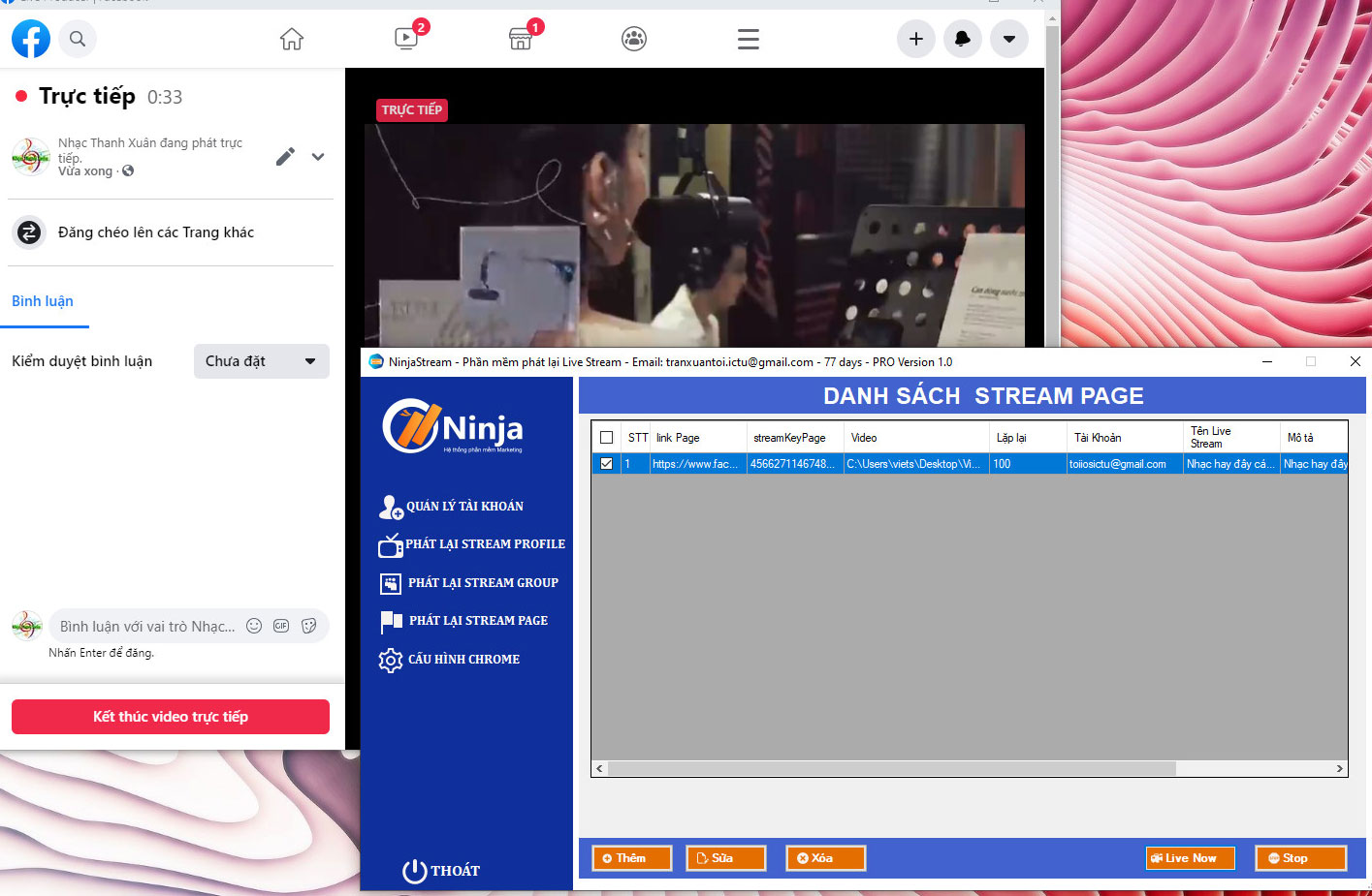 phan mem phat lai livestream3 Cập nhật phiên bản 1.2 của phần mềm phát lại Livestream tự động