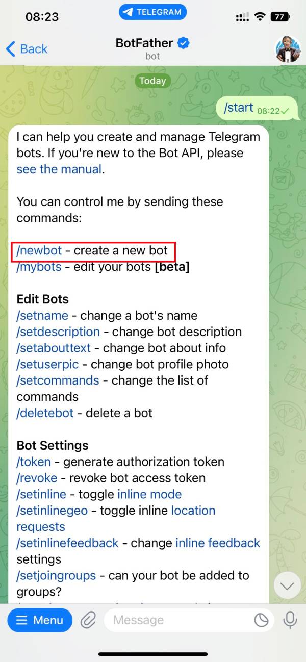 cach tao bot telegram moi buoc 4 Hướng dẫn cách tạo bot telegram chào mừng cực đơn giản