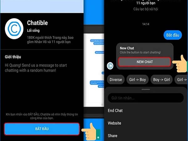  Chatible   Chat với người lạ trên Messenger an toàn tuyệt đối