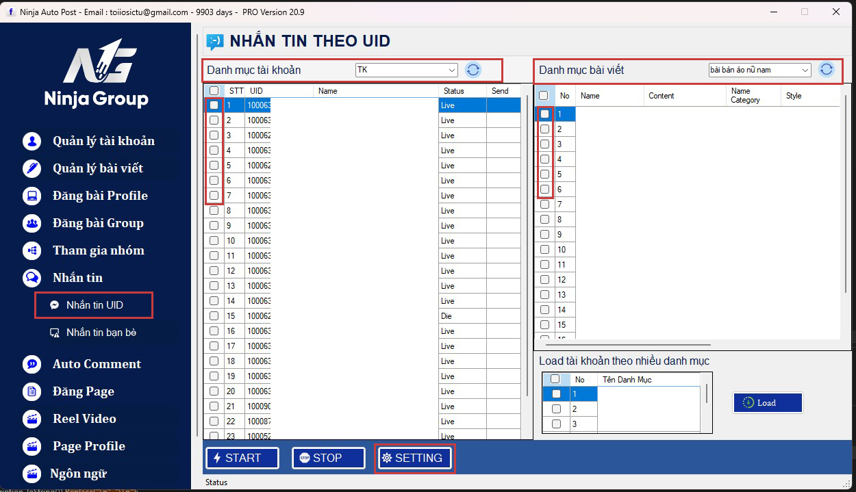 cach spam tren messenger theo UID bang phan mem ninja auto post Cách spam tin nhắn trên messenger tự động bằng Ninja Auto Post