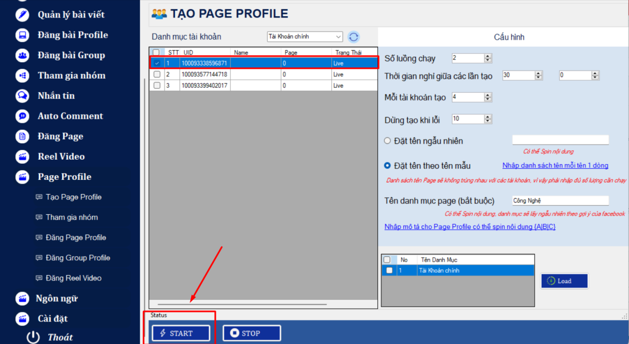 tool tao page facebook 4 Tool tạo page facebook tự động, số lượng lớn   Ninja Auto Post